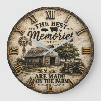Relógio Grande The Best Memories Are Made on the Farm Rustic Barn