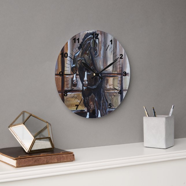 Relógio Grande The Wild Horse Painting by Alfred Fox (Escritório)