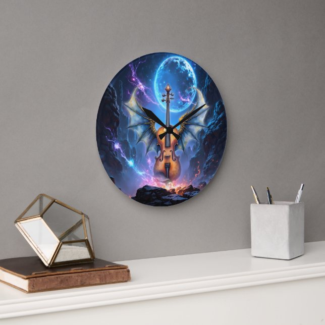 Relógio Grande The Winged Violin of Moonlit Realms (Escritório)