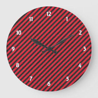 Relógio Grande Thin Black and Red Diagonal Stripes