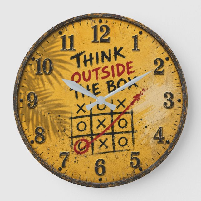 Relógio Grande Think Outside the Box Motivational Office Decor (Frente)