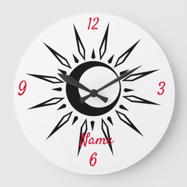 Relógio Grande Thunder_Cove da Lua do Crescente Sol Brilhante (Frente)