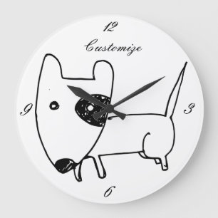 Relógio Grande Thunder_Cove de Cachorro Negro Minimalista e Bonit
