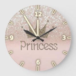 Relógio Grande Tiara encantador, princesa, Bokeh Glittery