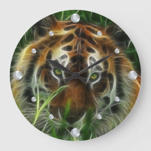 Relógio Grande Tiger Fractal Wall Clock