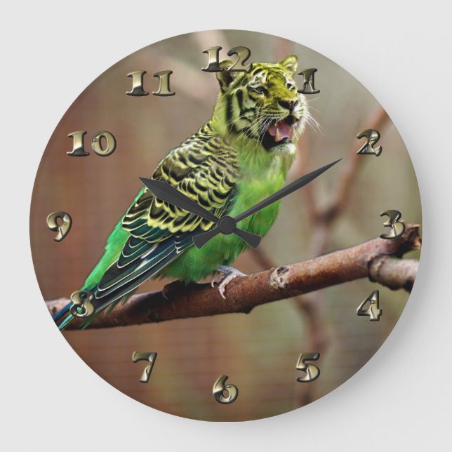 Relógio Grande Tiger Parakeet (Frente)