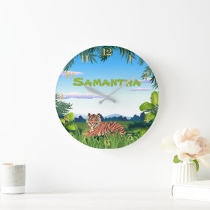 Relógio Grande Tigre de Selva Personalizado
