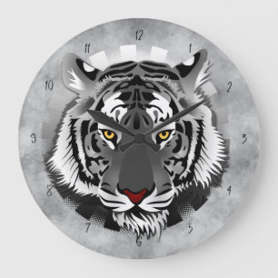 Relógio Grande Tigre Preto E Branco