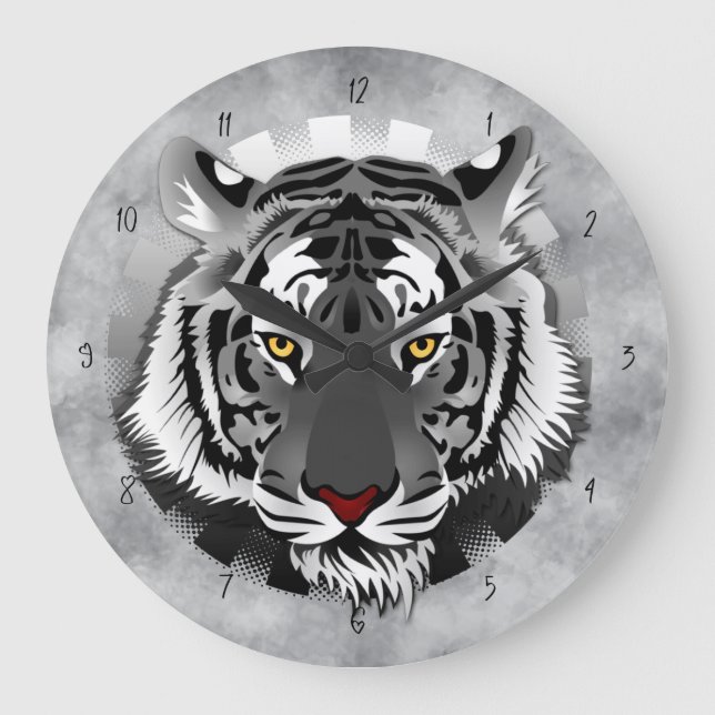 Relógio Grande Tigre Preto E Branco (Frente)