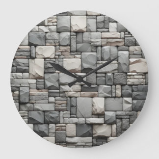 Relógio Grande Tijolo de Pedra da cinza com Textura Castanha