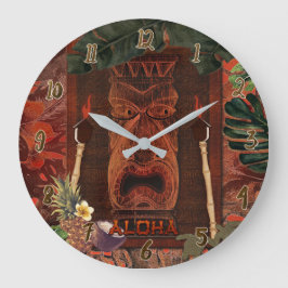 Relógio Grande Tiki Vintage Aloha Havaiano Ilha Tropical