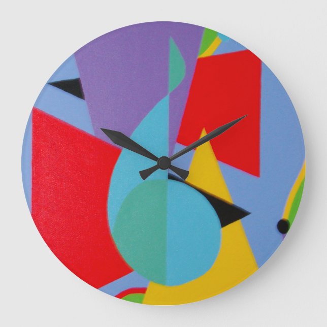 Relógio Grande Time in Treble Blue Minimalist Round Clock (Frente)