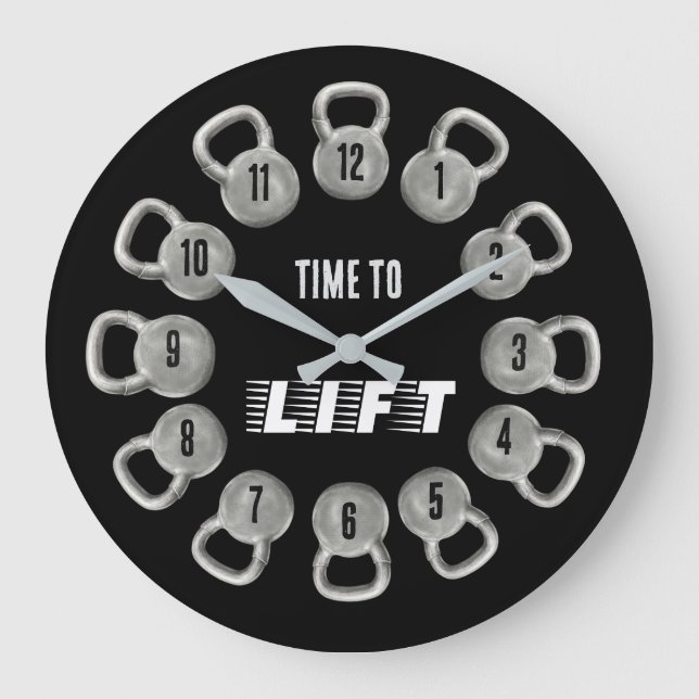 Relógio Grande Time to Lift Kettlebell Wall Clock (Frente)