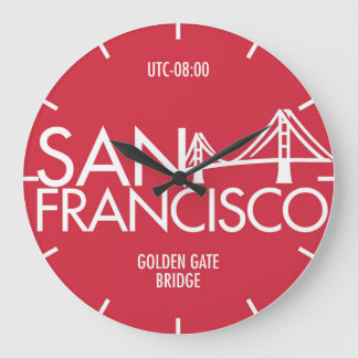 Relógio Grande Time Zone Typografia Wall Clock São Francisco