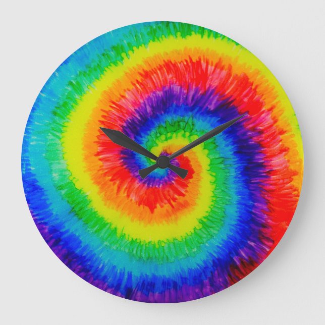 Relógio Grande Tinta de Álcool Rainbow Tie-Dye (Frente)