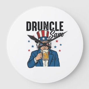 Relógio Grande Tio Sam Engraçado Desenho Vetorial de Cerveja Patr