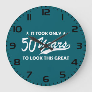 Relógio Grande Tipografia Retro Engraçada de 50º Aniversário