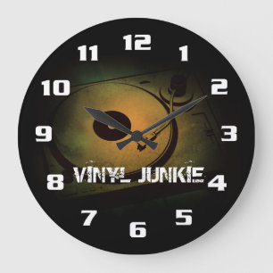 Relógio Grande Toca-discos retrô antigo Vinyl Junkie