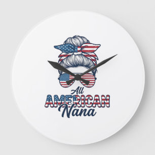 Relógio Grande Toda Nana Patriótica Americana Design de Coqueiro
