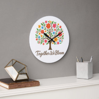 Relógio Grande Together We Bloom Floral Wall Clock