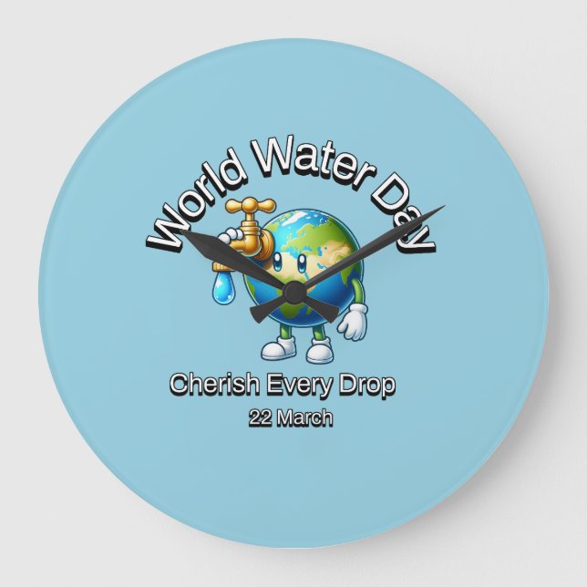 Relógio Grande Tome Cada Gota. Dia Mundial da Água. (Frente)