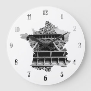 Relógio Grande Torre Eiffel preto e branco