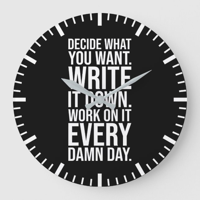 Relógio Grande Trabalhe Todos Os Dias - Gym, Hustle, Sucesso (Frente)