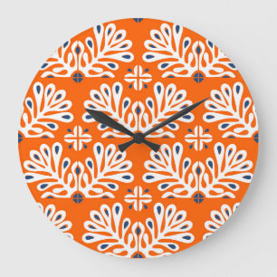 Relógio Grande Tradição escandinava: Mosaico Floral Étnico.