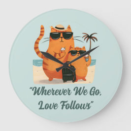 Relógio Grande Travelling Cat Love Moment Wall Clock