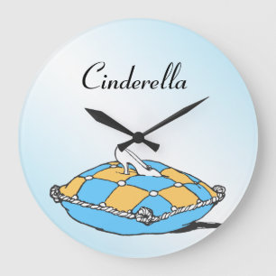Relógio Grande Travesseiro Teal Cinderella Slipper Personalizado