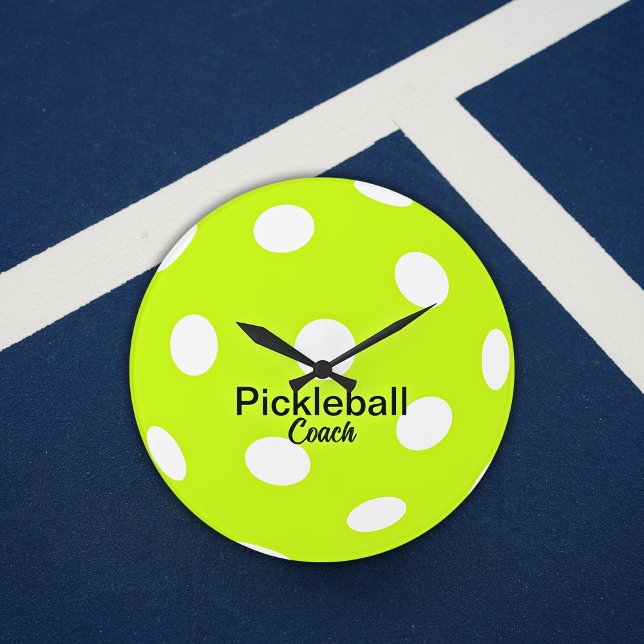 Relógio Grande Treinador de Pickleball Personalizado Amarelo (Criador carregado)