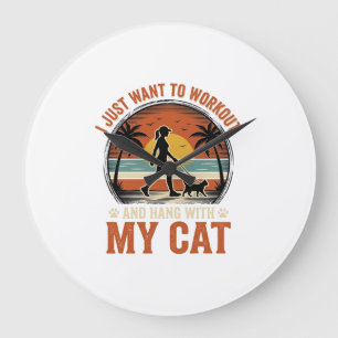 Relógio Grande Treino E Ficar Com Meu Gato Camisa Vintage Design_