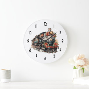Relógio Grande Trem a Vapor Vintage Natal Tradicional