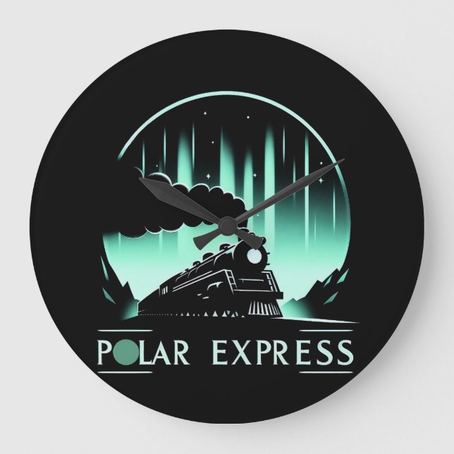Relógio Grande Trem Polar Express Elegante (Frente)