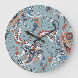 Relógio Grande Trendy Indian paisley: plano geral sem falhas.