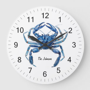 Relógio Grande Trendy Personalised Watercolor Crab Summer Beach