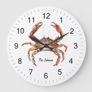 Relógio Grande Trendy Personalised Watercolor Crab Summer Beach