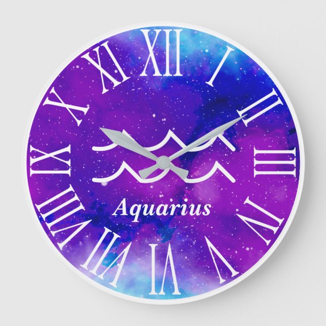 Relógio Grande Trendy Zodiac Nebula Aquarius Símbolo (Frente)