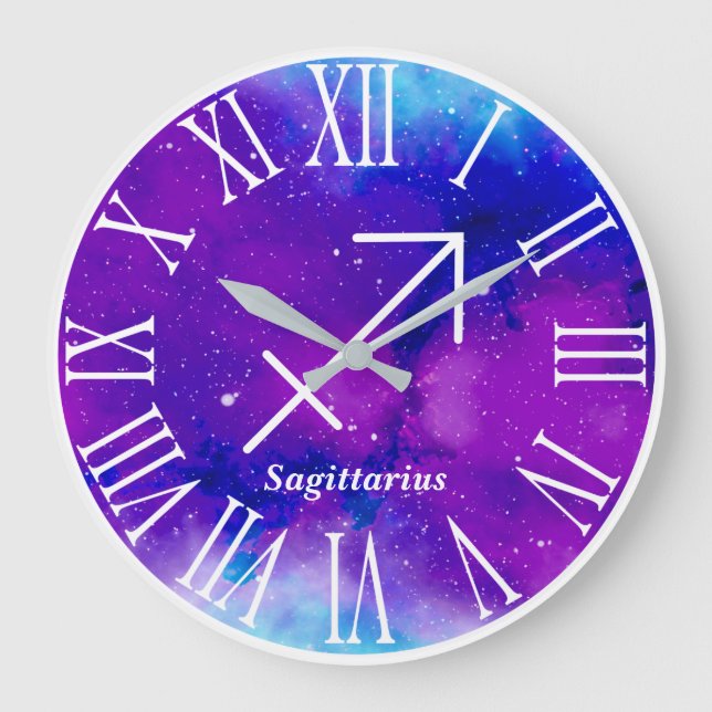 Relógio Grande Trendy Zodiac Nebula Sagittarius Símbolo (Frente)