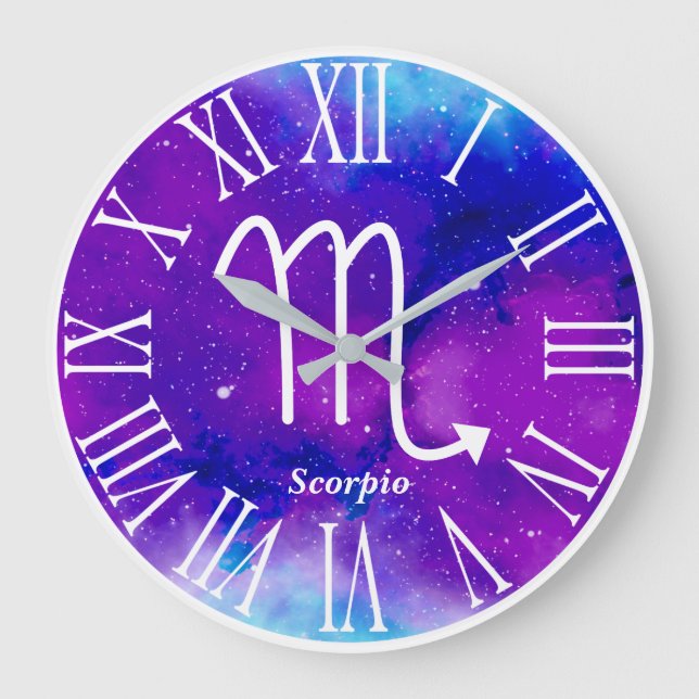 Relógio Grande Trendy Zodiac Nebula Scorpio Símbolo (Frente)
