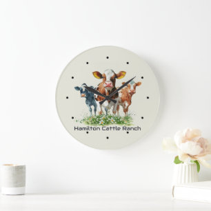 Relógio Grande Três Vacas Personalizadas Humorísticas