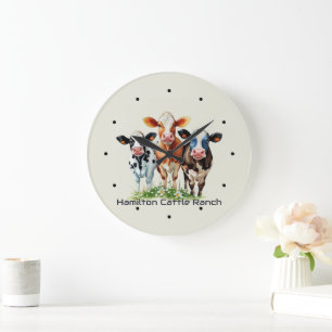 Relógio Grande Três Vacas Personalizadas Humorísticas