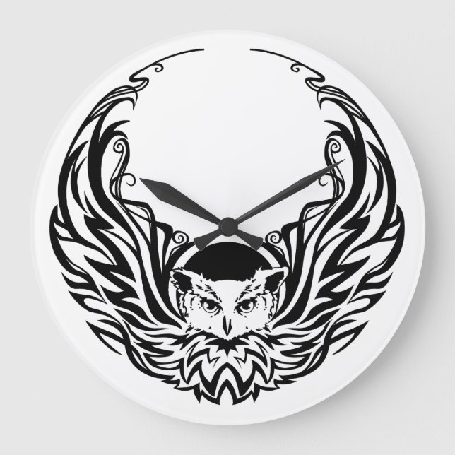 Relógio Grande Tribal Owl (Frente)