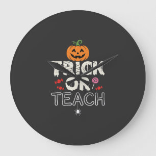 Relógio Grande Trick or Teach Design de Professor de Halloween (2