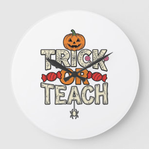 Relógio Grande Trick Or Teach Halloween Professor Vintage Vetor D