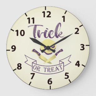 Relógio Grande Trick or treat caveira ossos cruzados faixa de Hal