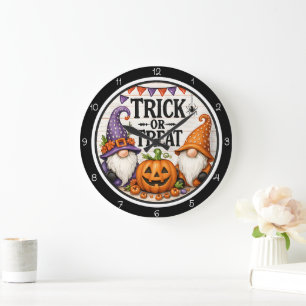 Relógio Grande Trick or Treat Gnomo Halloween