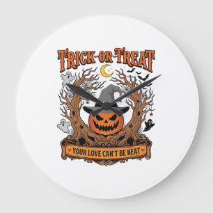 Relógio Grande Trick Or Treat Halloween Abóbora Chapéu de Bruxa A