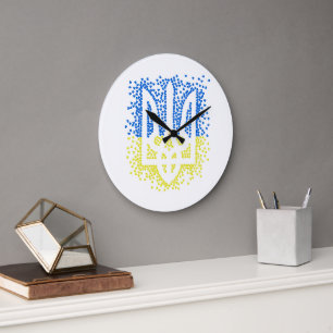 Relógio Grande Tridente de emblem ucraniano trizub espalhando cor