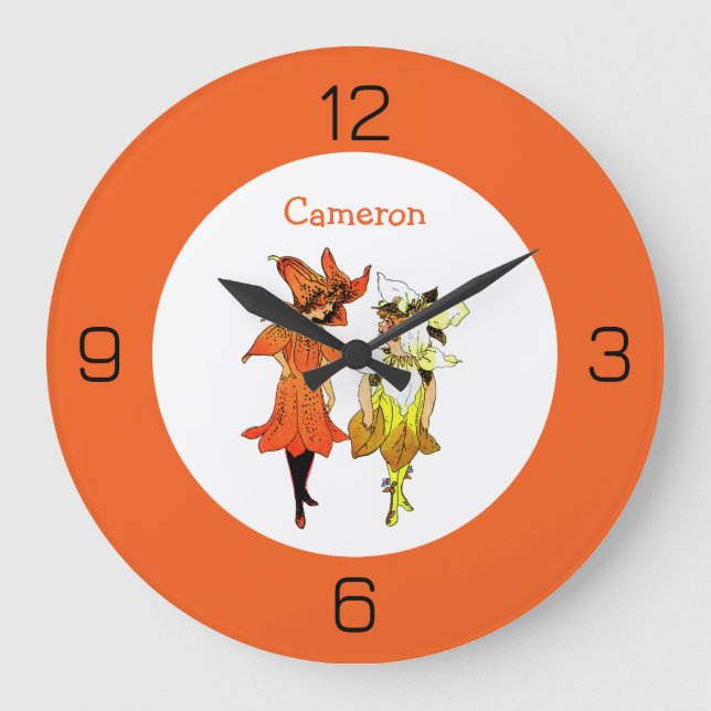 Relógio Grande Trillium Tiger-Lily Whimsical Flower Party Supply (Frente)